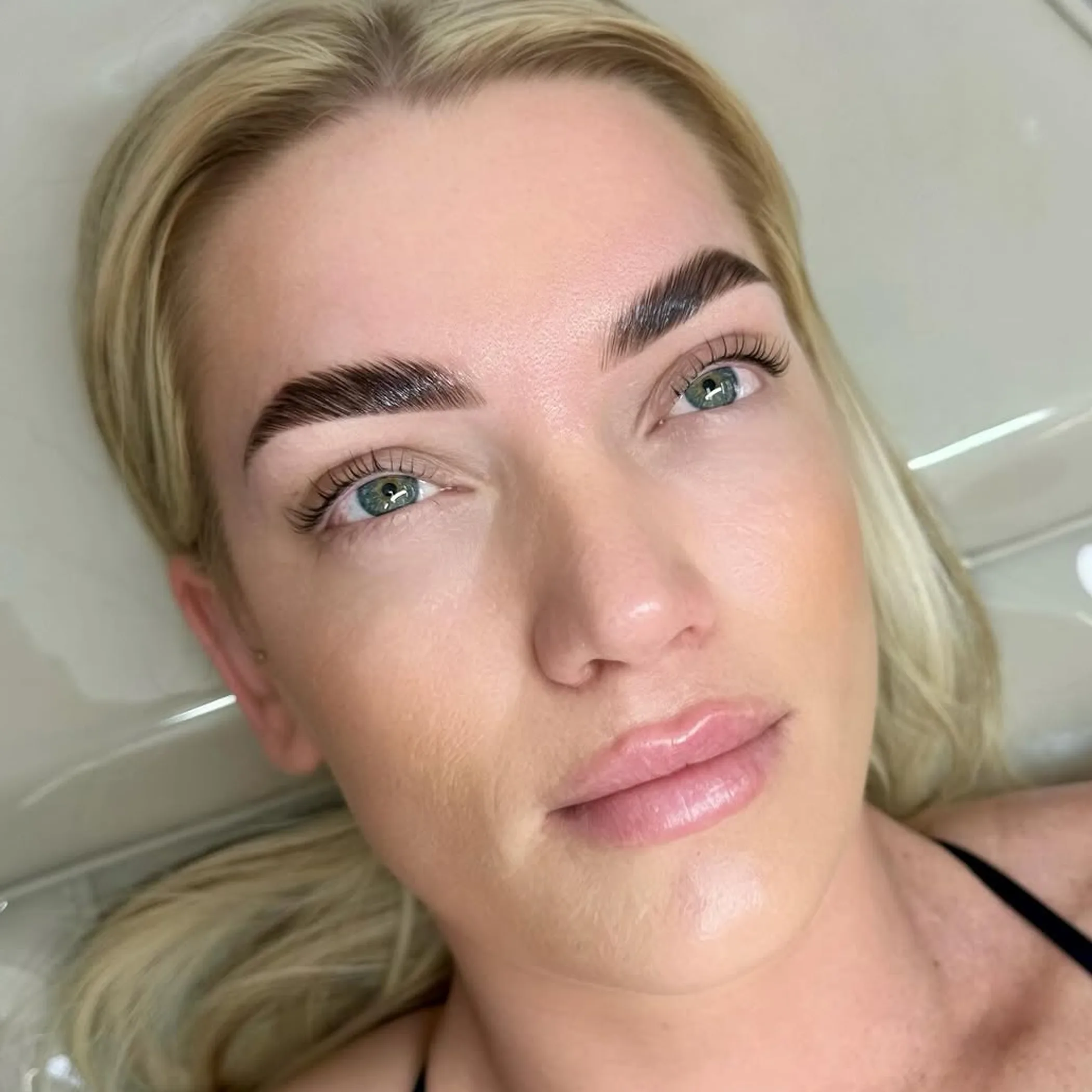 close-up of skin and eyebrows